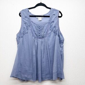 Denim 24/7 Womens Top 20W Fairy Boho Embroidered Cottagecore Plated Lined